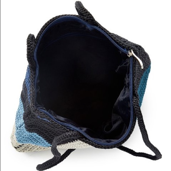 Blue & Black Color Block Crochet Sling Bag - Picture 5 of 6